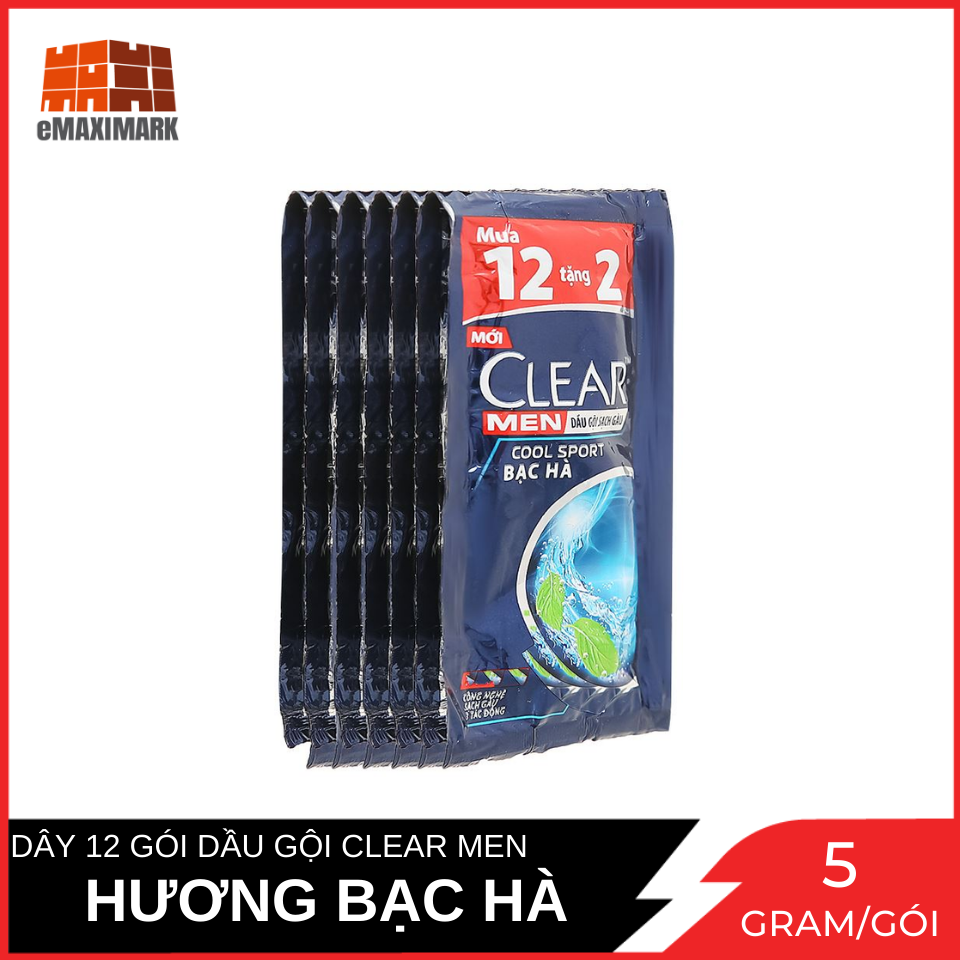 Dầu gội clear men hương bạc hà dây 12 gói