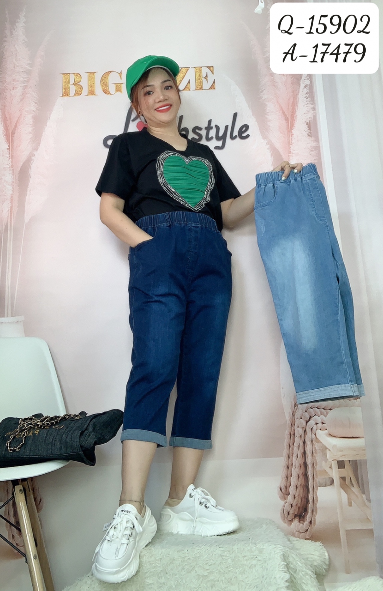 Quần Jean lửng BIGSIZE size ĐẠI lưng thun 15902