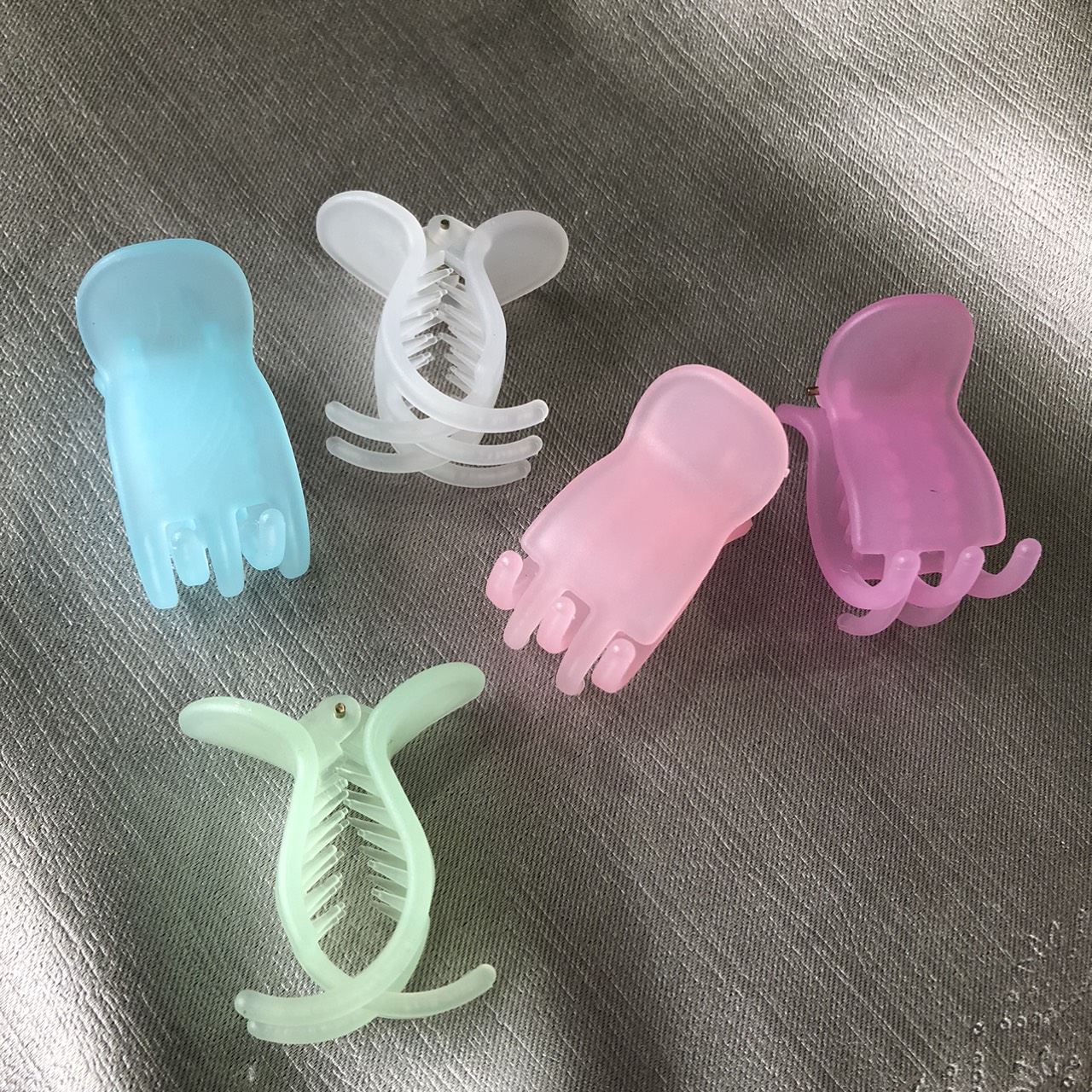 Set 6 kẹp tóc càng cua 5 răng nhựa nhám ĐẦU TRÒN màu pastel PHỤ KIỆN 68