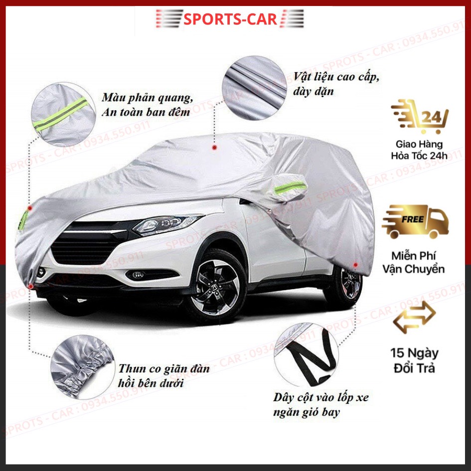 Bạt xe hơi, Bạt phủ xe hơi, áo trùm che phủ xe hơi, Bạt phủ xe ôtô tráng nhôm bạc 4 chỗ đến 7 chỗ