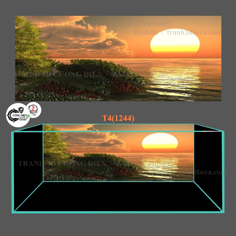 [Tặng Đồ Dán+Sticker] Tranh 3d bể cá mã T4(1244)