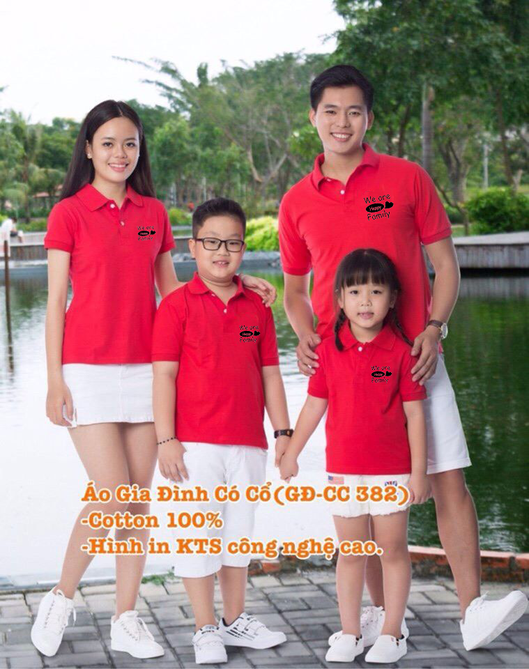 Áo thun gia đình có cổ đủ size - we are happy family