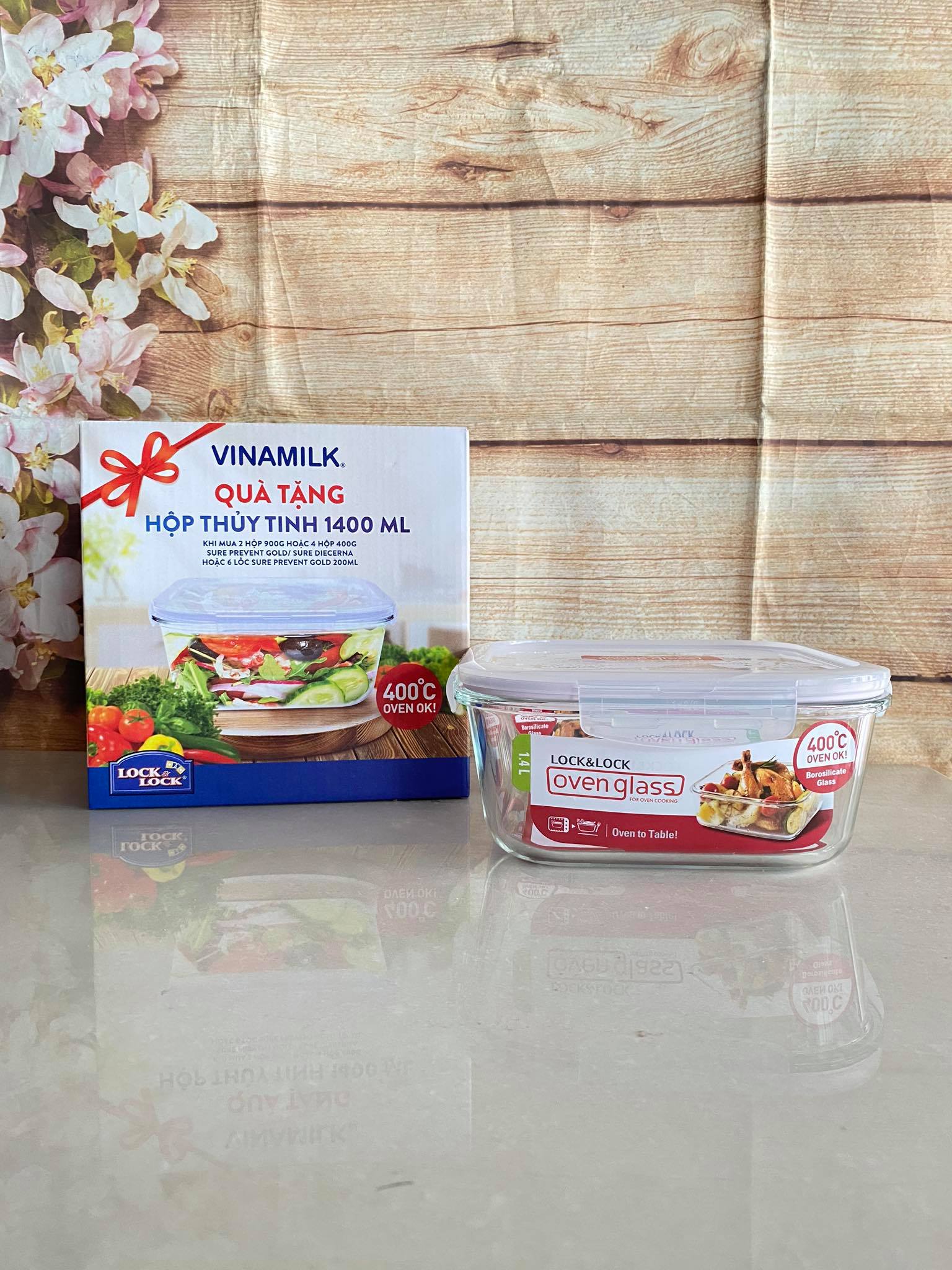 [Hàng Chính Hãng] Hộp thủy tinh chịu nhiệt Lock&Lock 1400ml