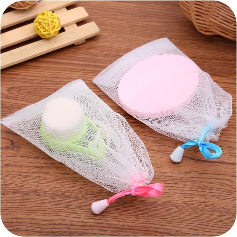 Combo 5 Túi lưới đựng xà phòng tạo bọt dây rút - denni