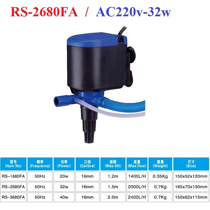 Bơm hồ cá ac220v - công suất 20w hoặc 30w hoặc 40w