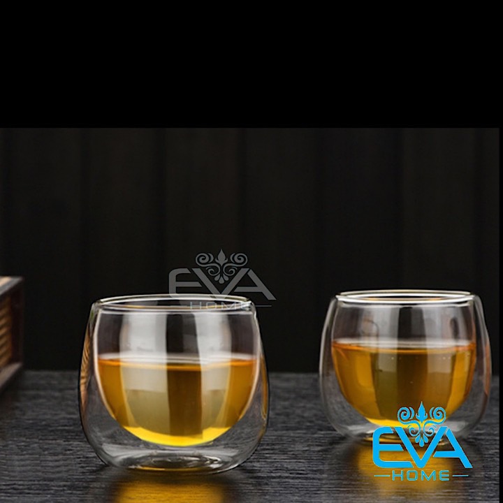 [HCM]Bộ 2 Ly Trà Thuỷ Tinh 2 Lớp Chịu Nhiệt Cao Cấp 80 ML