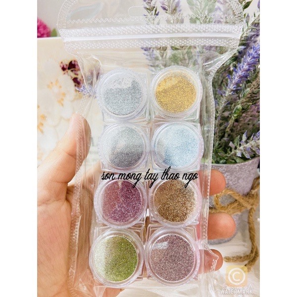 Set nhũ rắc 8 màu flash siêu sáng - nhũ kim cương
