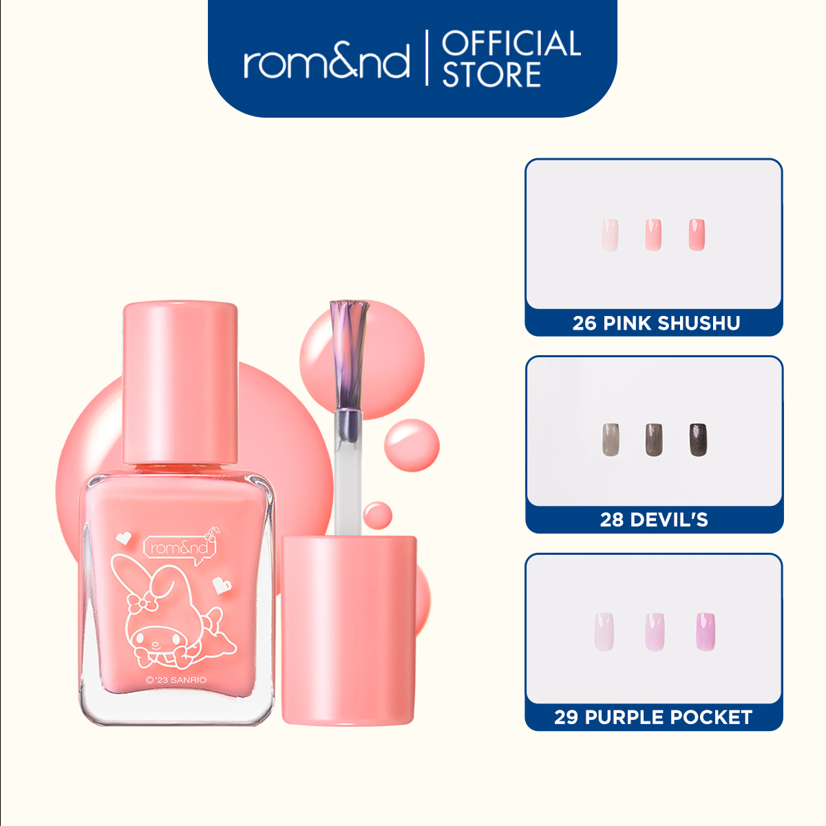 [Rom&nd X SANRIO] Sơn móng tay MOOD PEBBLE NAIL