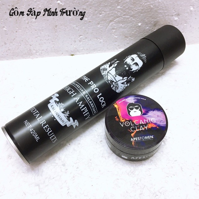 Combo Gôm Pro Lock Ami 420ml + Sáp Vuốt Tóc Nam Volcanic Clay (Đen)