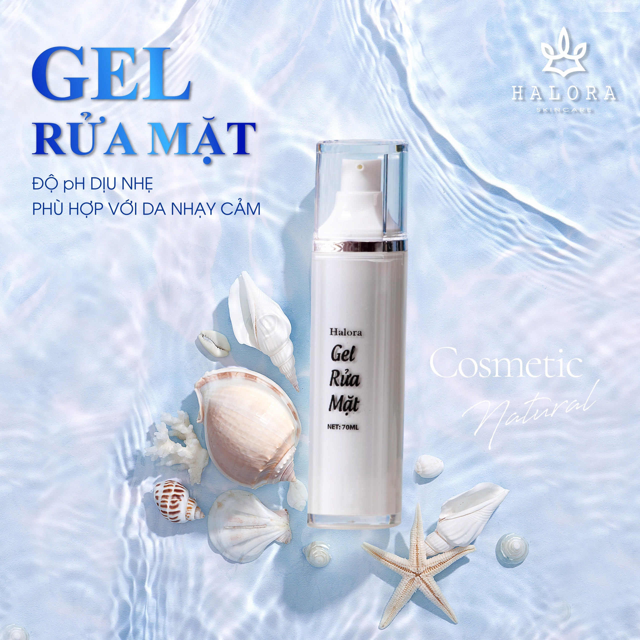 GEL RỮA MẶT  KHÔNG BỌT HALORA ( DÀNH CHO DA KHÔ VÀ MỤN )