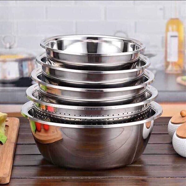Bộ thau rổ inox 5 món đa năng