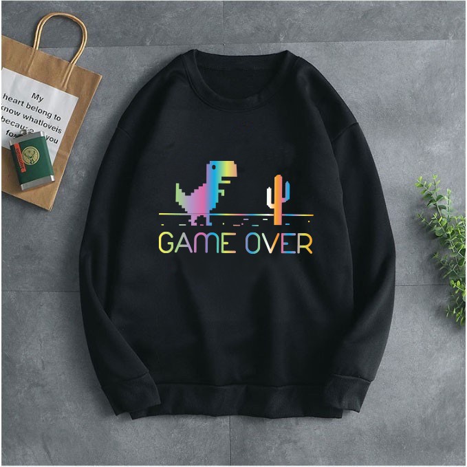 Áo Sweeter Nỉ Trơn Dài Tay Game Over Phản Quang