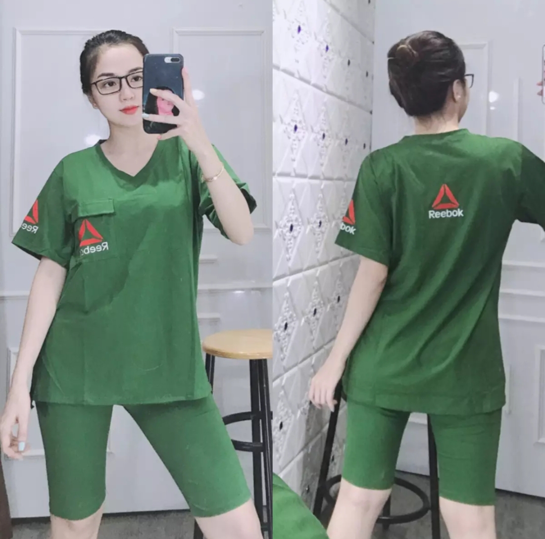 Set bộ lửng mặc nhà in hình tam giác dễ thương vải dày mịn mát