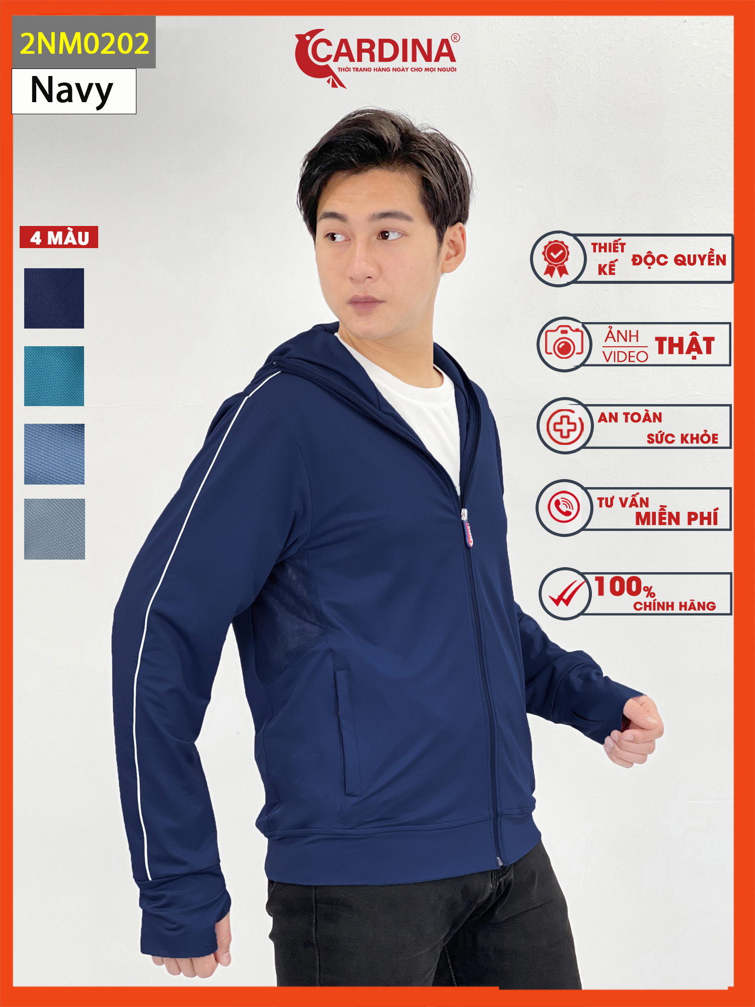 Áo Chống Nắng Nam CARDINA 2 Lớp Chất Thun Lạnh Cao Cấp Chống Tia UV Thiết