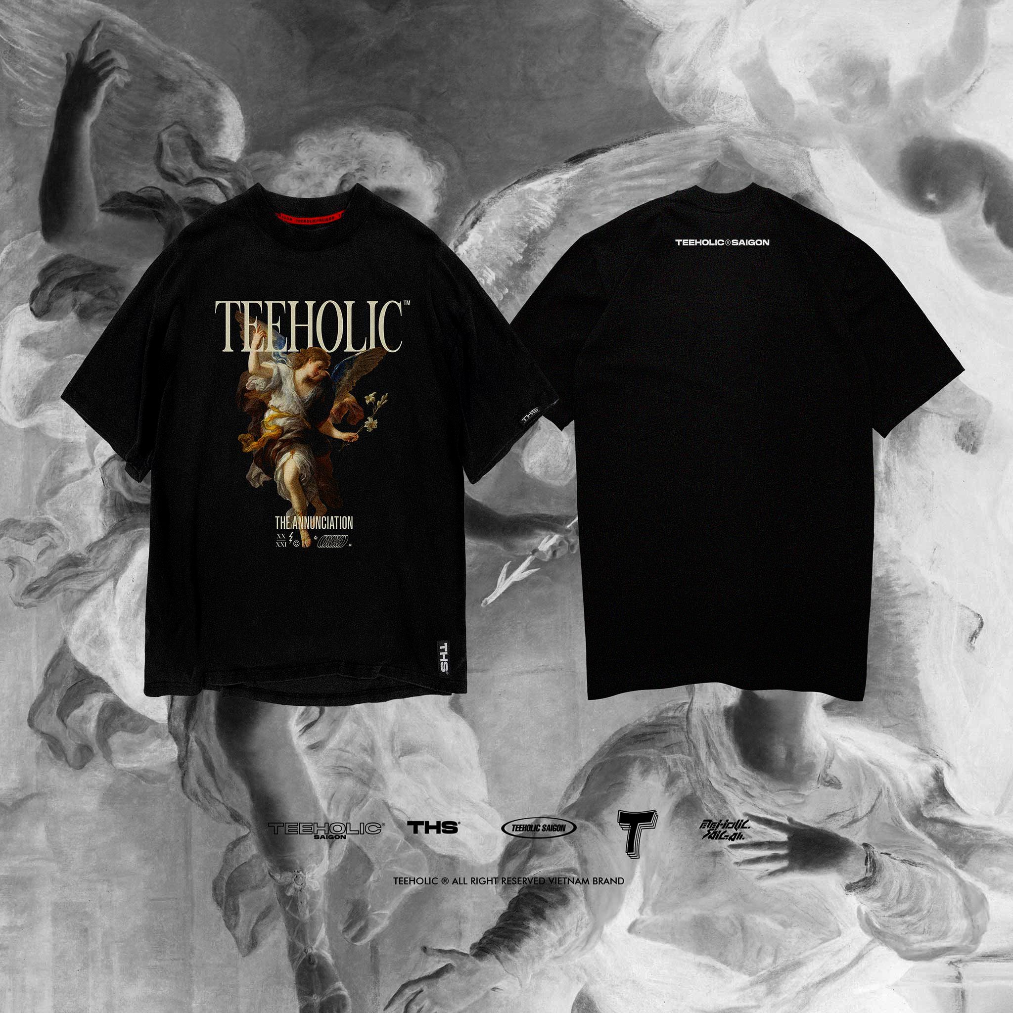 Áo thun unisex teeholic thiên thần ths màu đen