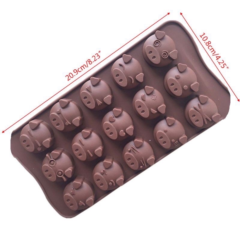 Khuôn Silicon Đổ Thạch/ socola/kẹo chip chip/ Pudding hình 15 mặt lợn dễ thương