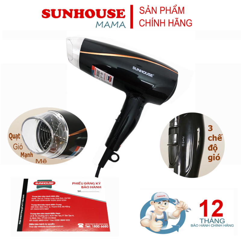 Máy sấy tóc sunhouse SHD2306 - Bảo hành 12 tháng nhập khẩu
