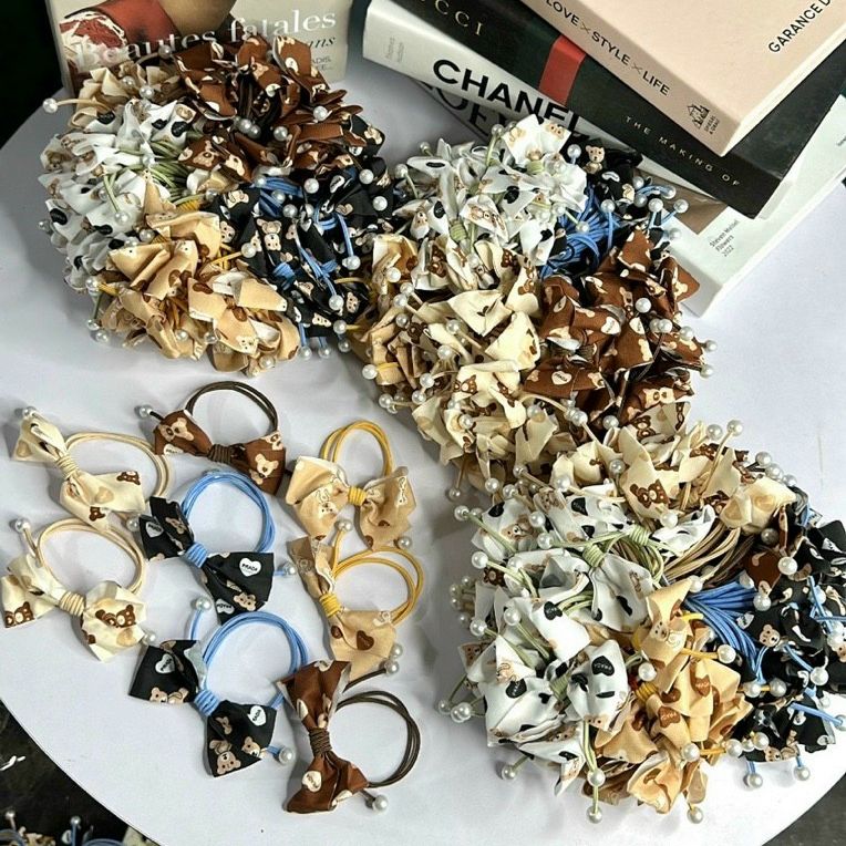 Dây Buộc Tóc Phong Cách Hàn Quốc Hình Nơ Dễ Thương hình gấu nâu