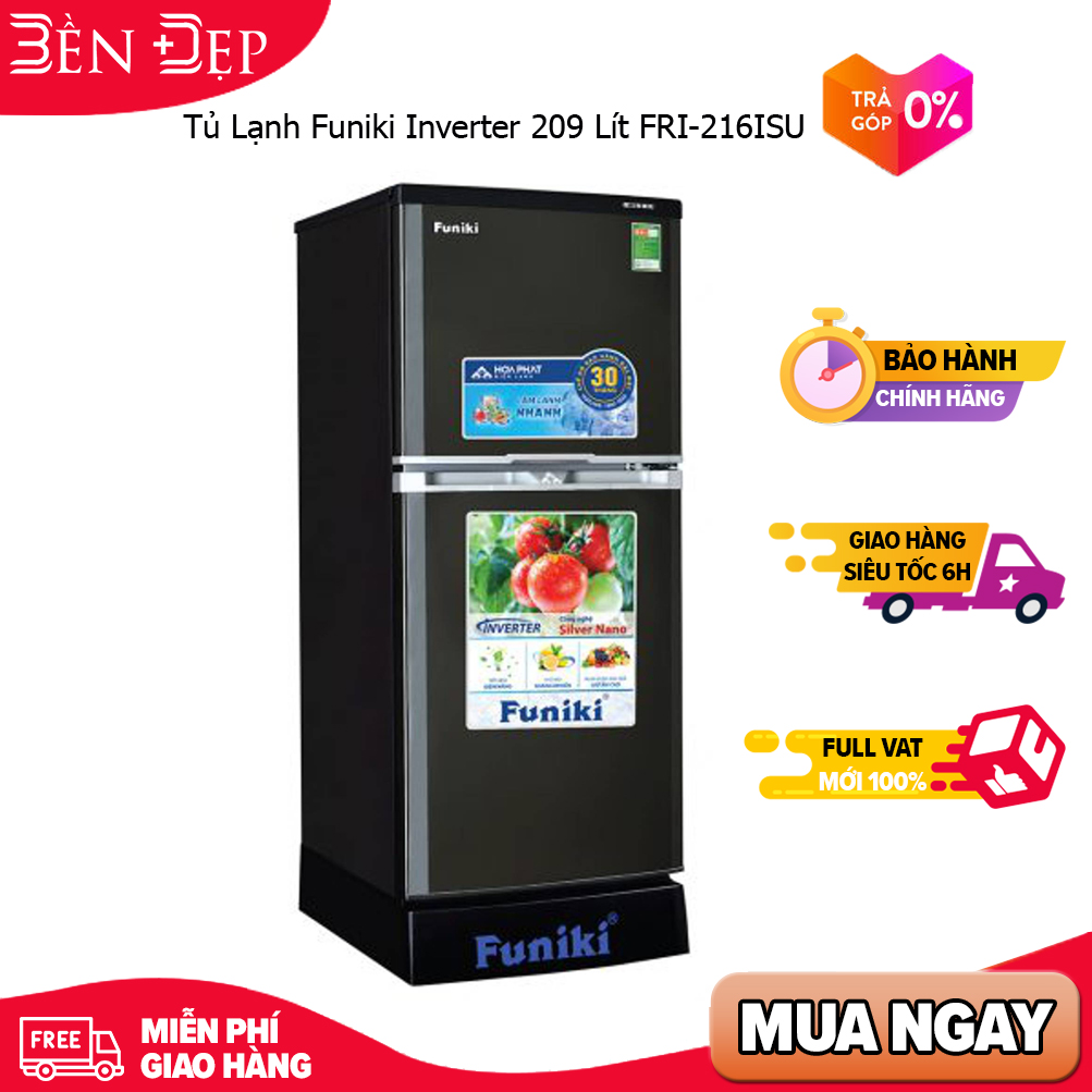 [TRẢ GÓP 0%] Tủ Lạnh Funiki Inverter 209 Lít FRI-216ISU (Giá áp dụng giao miễn phí nội thành HN, HCM& các tỉnh liên hệ shop)
