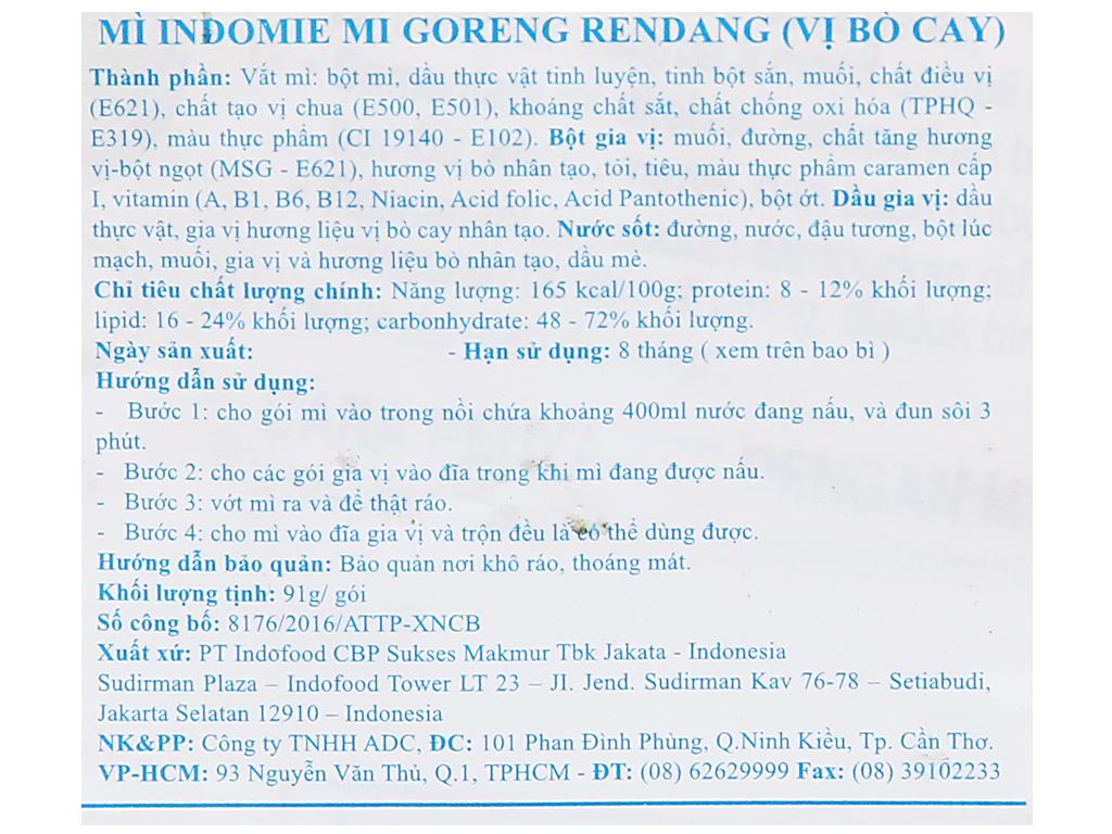 Thùng 40 gói mì Indomie - Vị bò cay