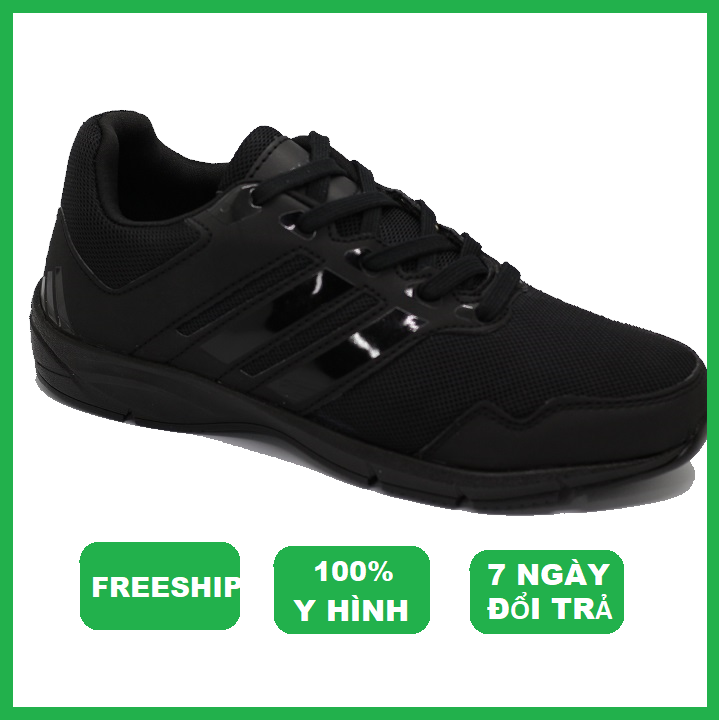 (Hàng hộp) Giày bata  sneaker nam nữ đen sọc đen đế đen size từ 35 đến 43 CT05