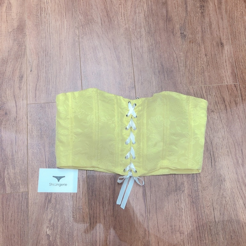 Áo Corset top gấm hoa đan dây [Shi.Lingerie]