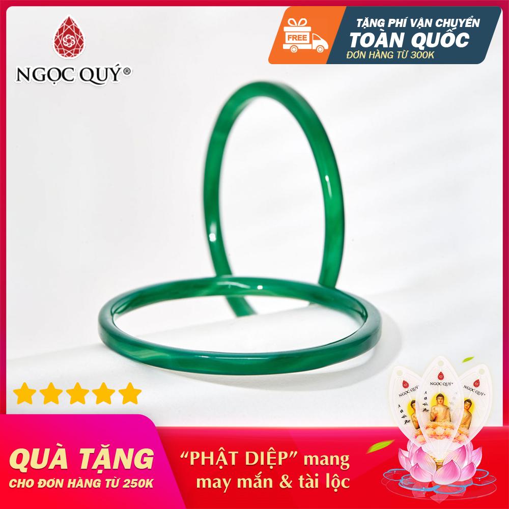 Vòng tay cặp đá Mã Não Xanh liền khối Ni 52 - 54 hợp mệnh hoảm mộc - Ngọc Quý Gemstones