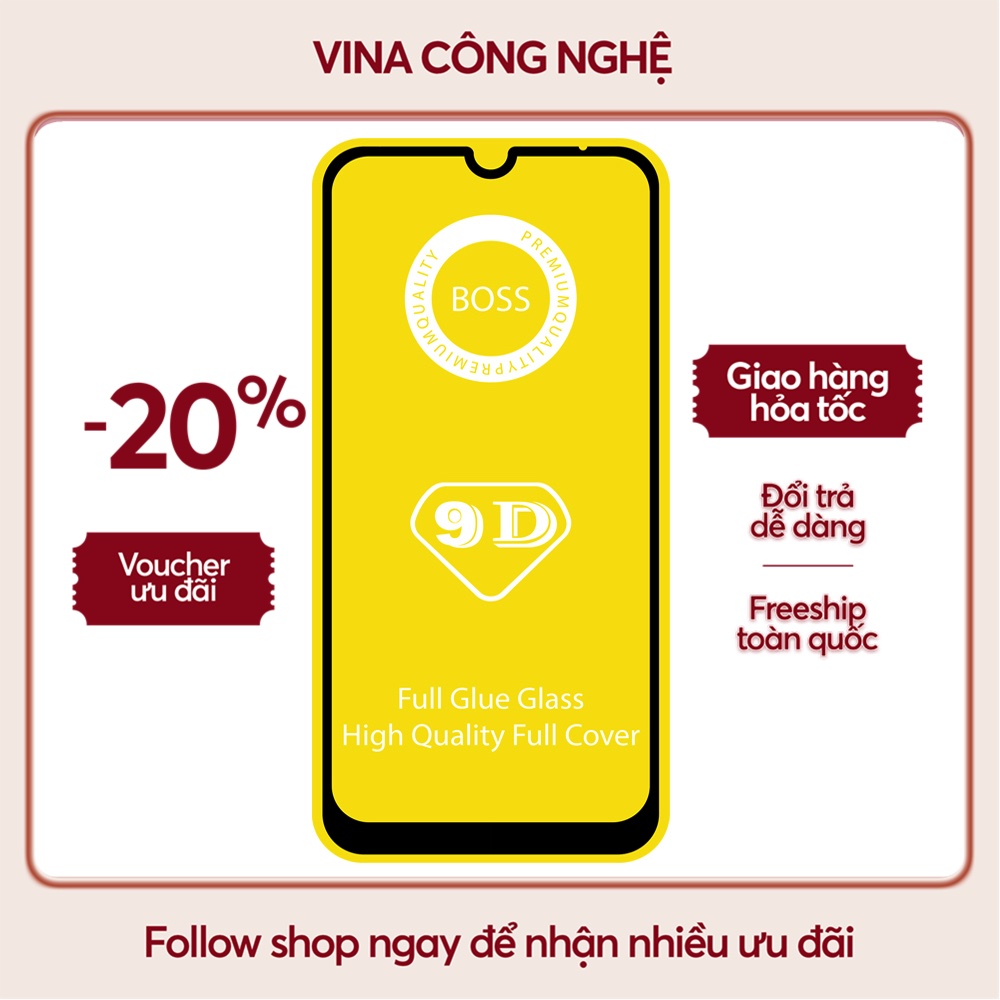 Cường lực Vsmart Joy 1/Joy 1 Plus/Active 1/Active 1 Plus/Joy 2 Plus....Full màn hình viền đen (Tặng kèm miếng lau màn hình)