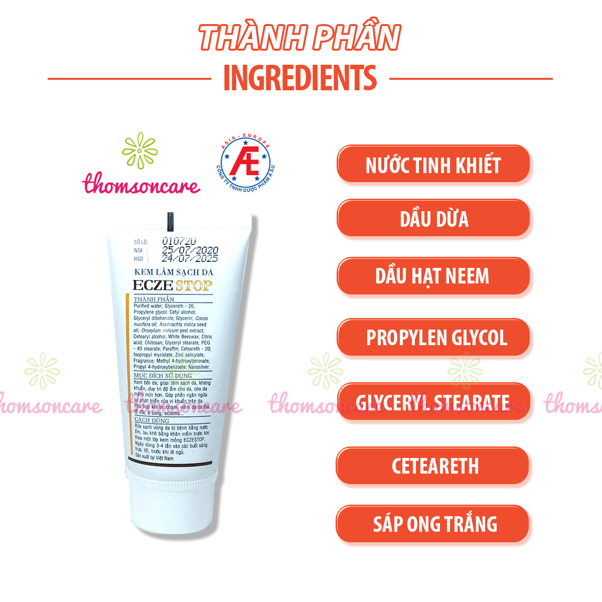 Ecze stop - chăm sóc da , làm sạch và duy trì độ ẩm cho da, giúp hết ngứa, sạch da - Thomsoncare