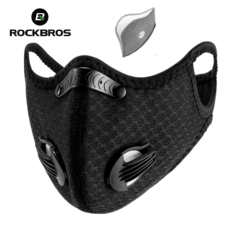 ROCKBROS Mặt Nạ Có Thể Giặt Có Thể Tái Sử Dụng Đi Xe Đạp Mặt Nạ Than Hoạt Tính Van Thở Chống Gió Chống Bụi Chống Khói Mù Khẩu Trang Chạy Chống Ô Nhiễm MẶT NẠ Pm2. 5