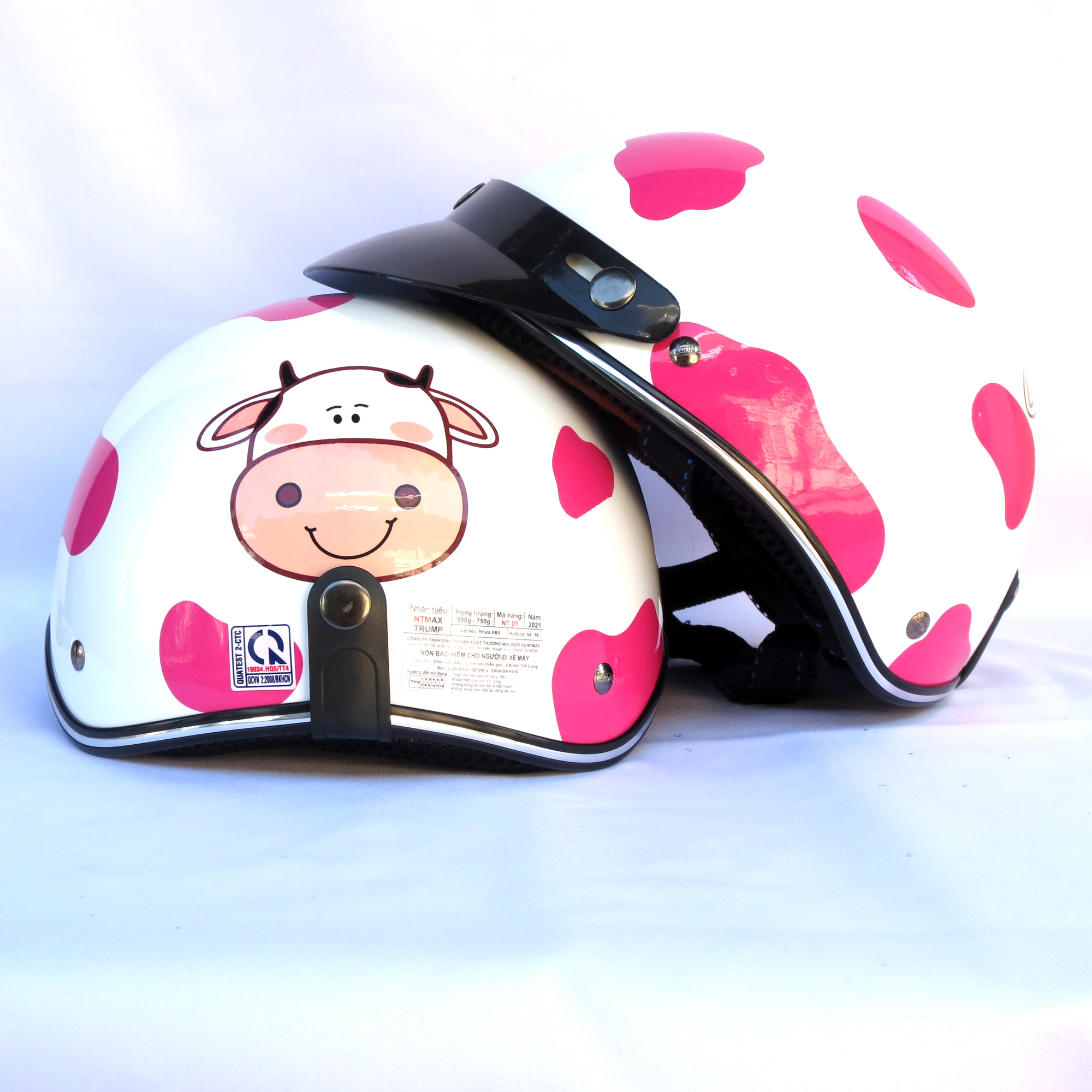 Mũ bảo hiểm 1/2 NTMAX tem bò sữa siêu cute