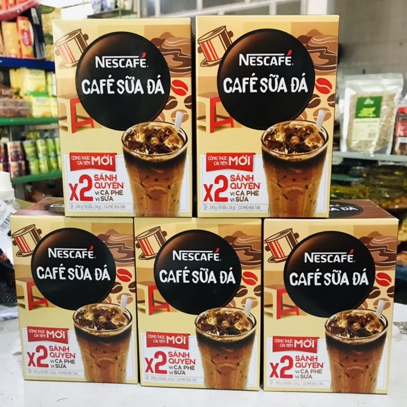 Hộp Cà phê Nescafe NESTLE Sữa Đá 3 in 1 g thức mới x2 sánh quyện hộp 10