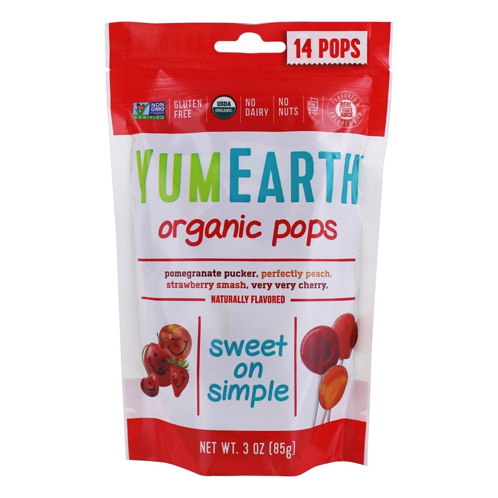 Kẹo mút trái cây hữu cơ YumEarth 14 chiếc