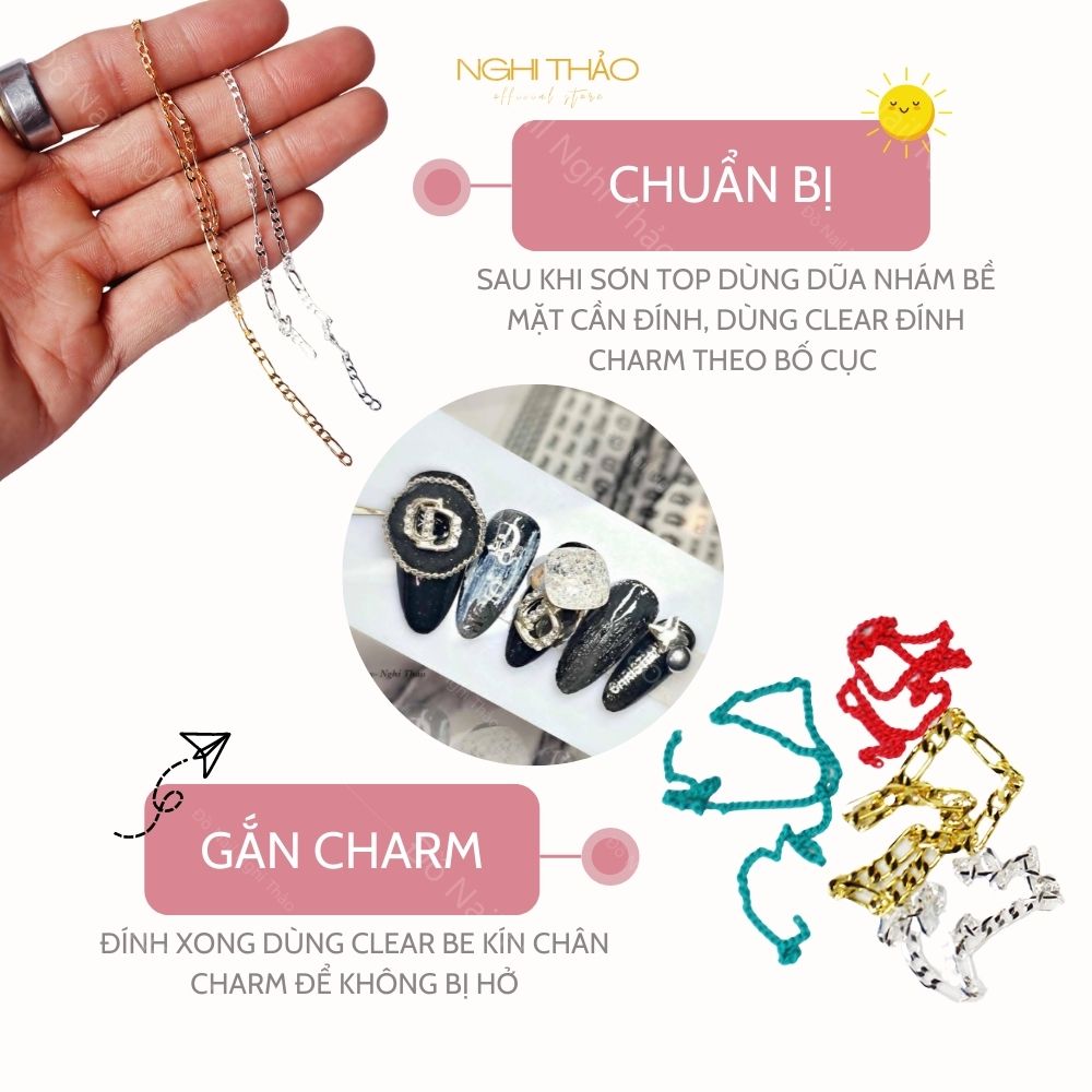 Charm xích Nghi Thảo trang trí móng nail