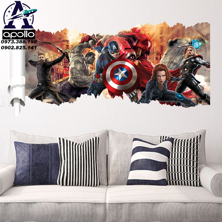Giấy dán 3D biệt đội  siêu anh hùng AVENGERS