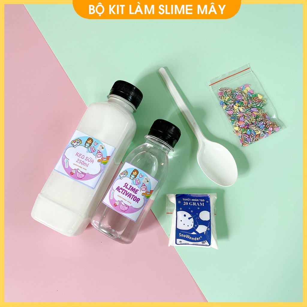 Bộ kit làm slime mây bk7, bộ kit cloud slime đầy đủ có hướng dẫn