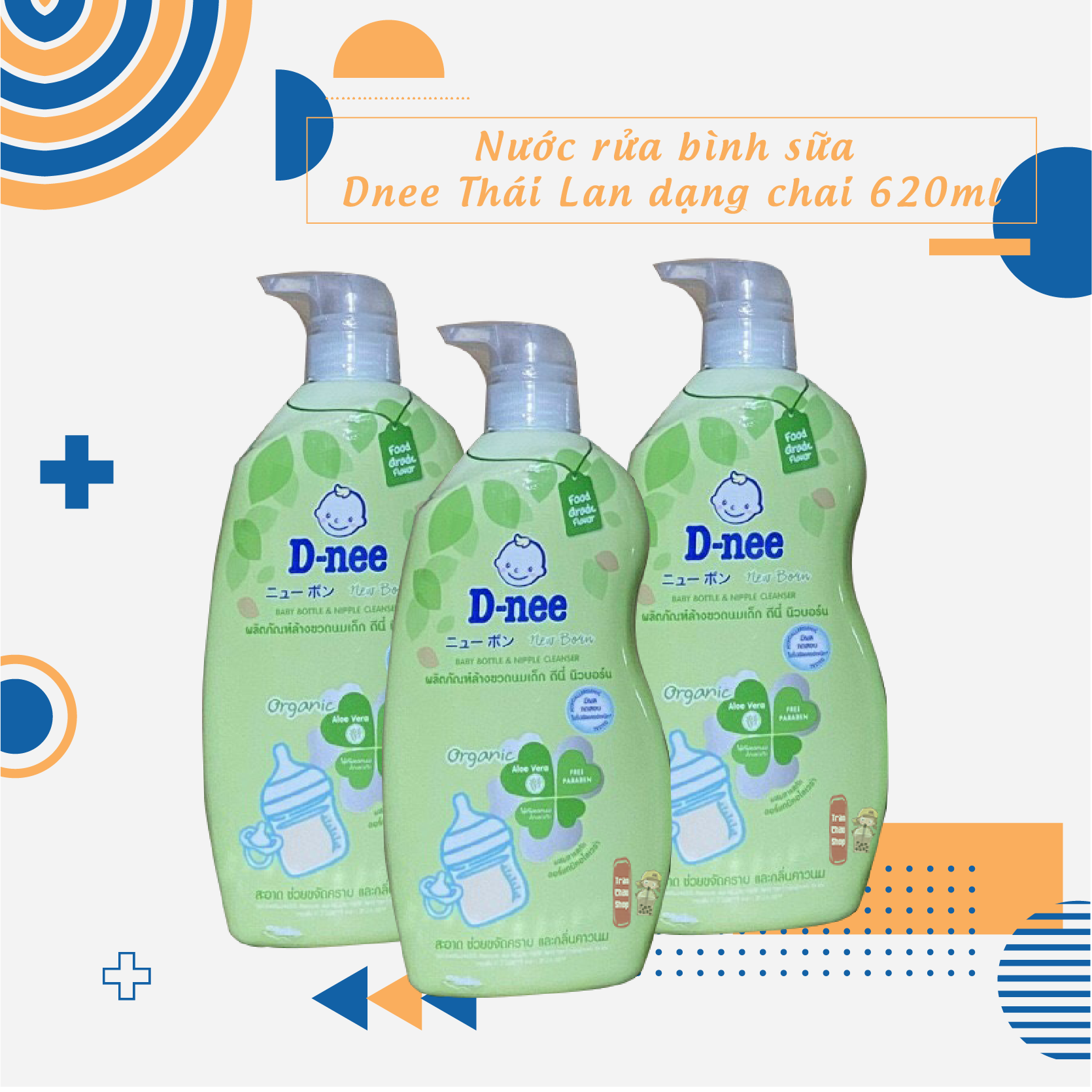 [GIÁ SỈ] Nước rửa bình sữa Dnee Organic Thái Lan dạng chai 620ml