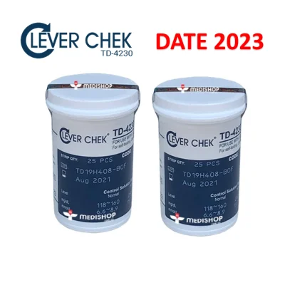 Bộ 2 lọ Que thử tiểu đường Clever Chek TD 4230mẫu mới không mã CODE HSD 2023