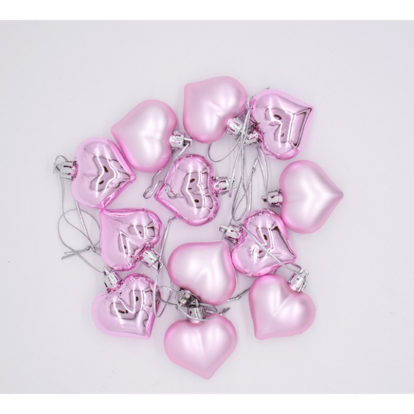 Set 6, 12  trái tim trang trí noel 4.5cm MẪU E8