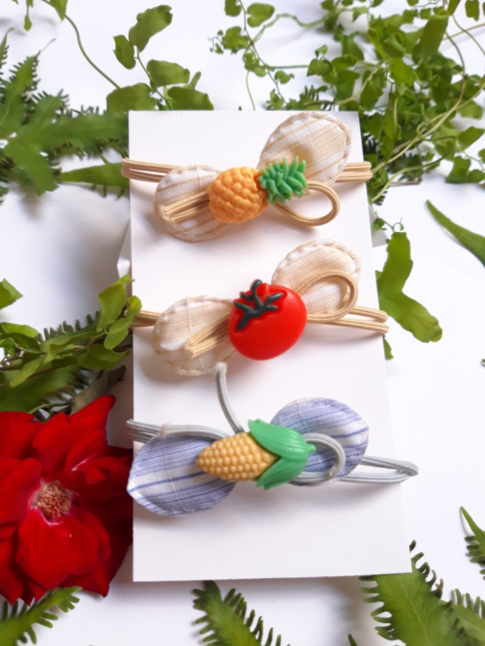 Set of 3 Super Sturdy 4-Season Fruit Hair Ties.