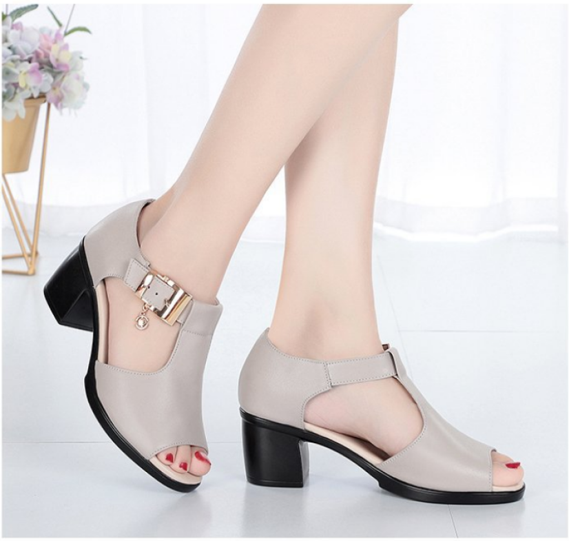 Giày sandal nữ cao gót da mềm , đế êm S0115 giá rẻ