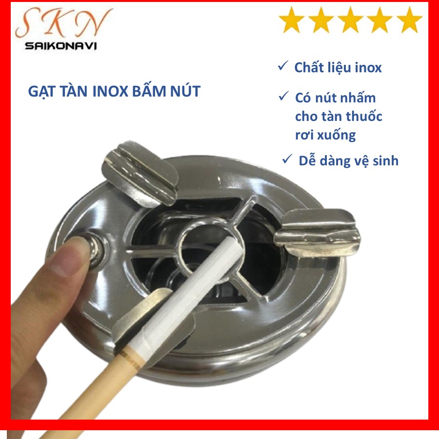 Ashtray cigarette smart buttons closure Open-ashtray stainless steel handy-compartment cigarette butts smart