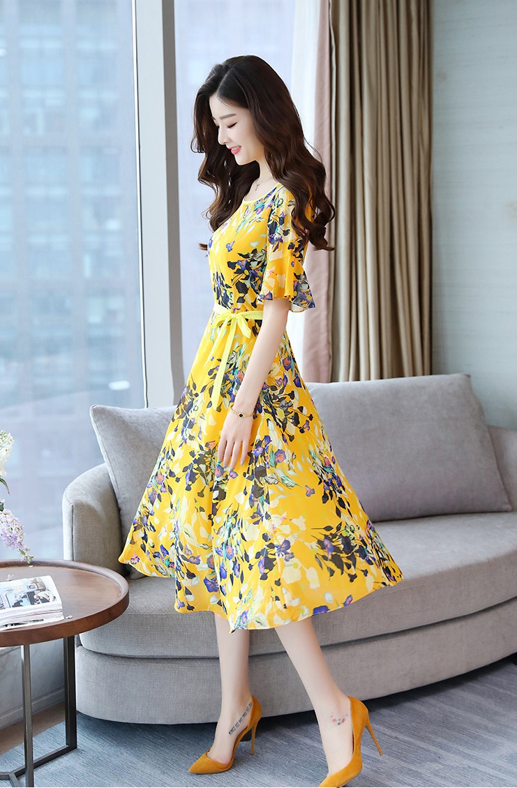 Đầm Thun In Hoa Dáng Xòe