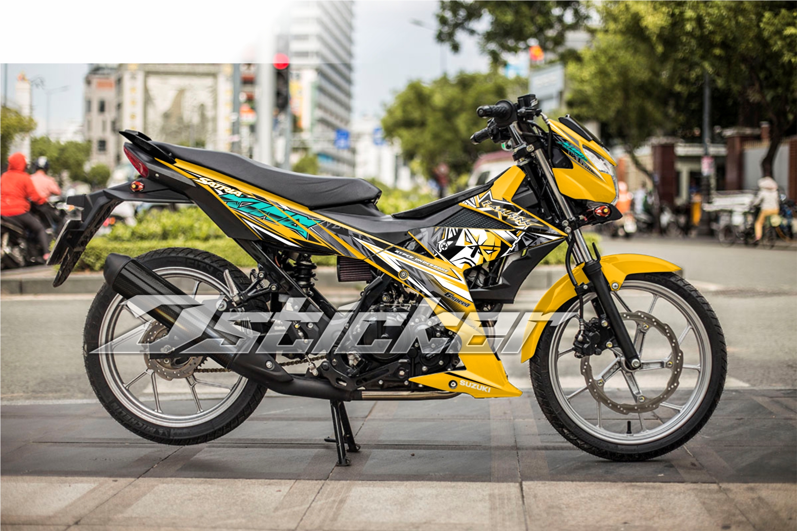 Tem KingDrag - Satria ( Raider ) - Rời xe màu vàng nghệ