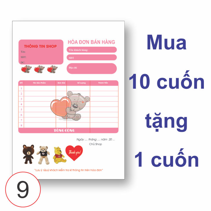 Hóa đơn bán lẻ - hóa đơn hoạt hình M9
