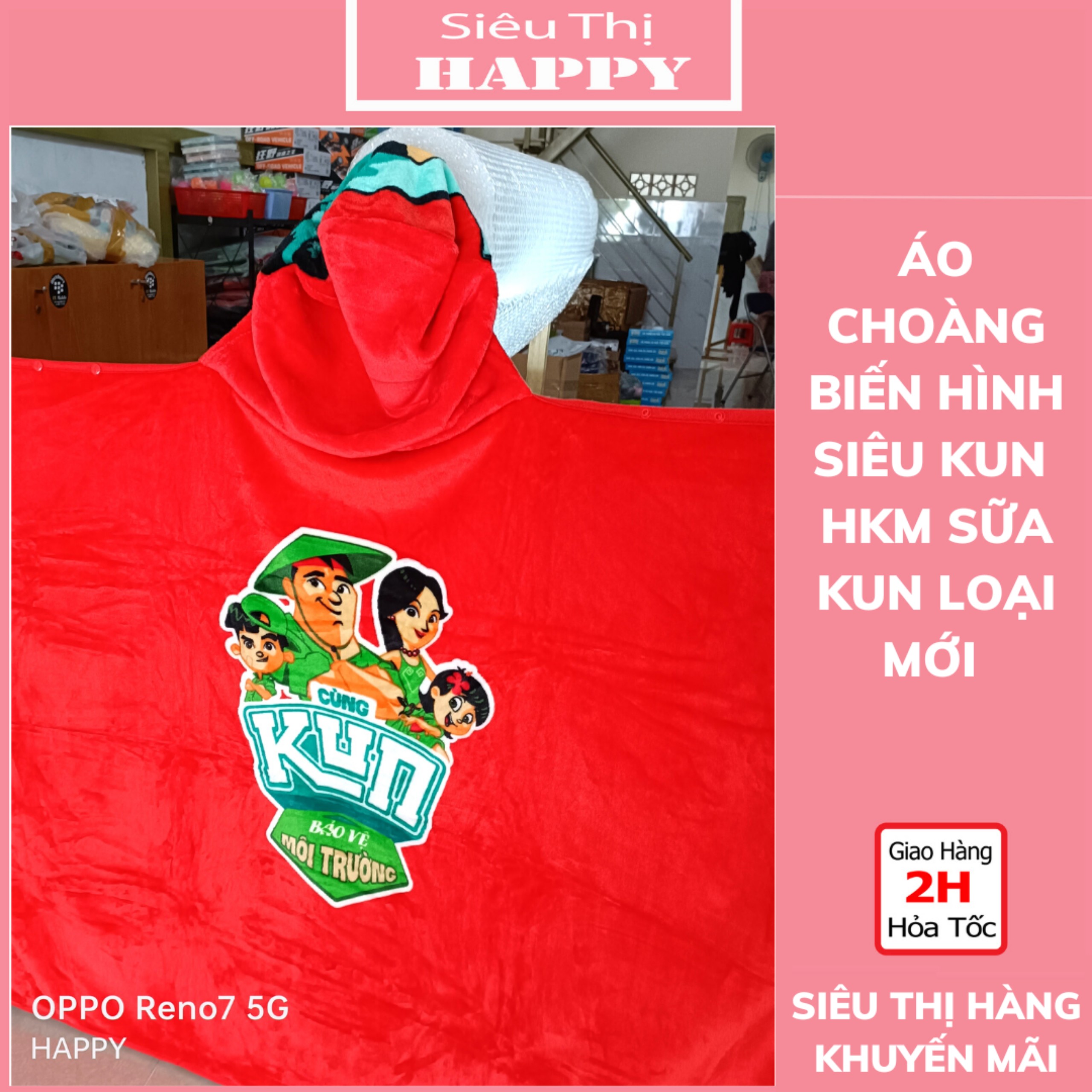 [SIÊU THỊ HAPPY] Áo choàng biến hình siêu Kun cho bé - HKM Sữa Kun.