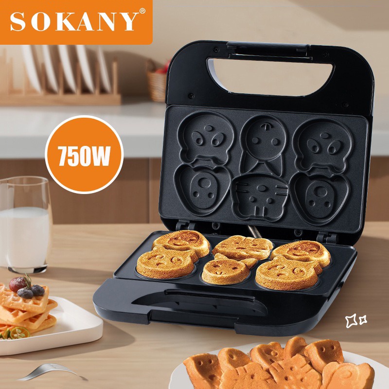 Máy làm bánh khuôn 6 hình động vật, Máy làm bữa sáng cho bé sokany