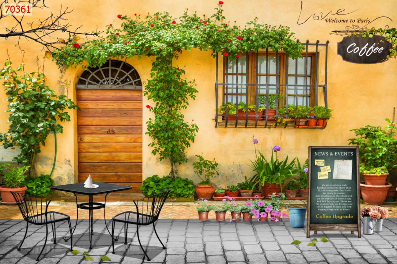 Tranh dán tường 3D trang trí nhà cửa quán cafe trà sữa trà chanh giá rẻ đẹp chất liệu decal pp keo sẵn bóc dán PA