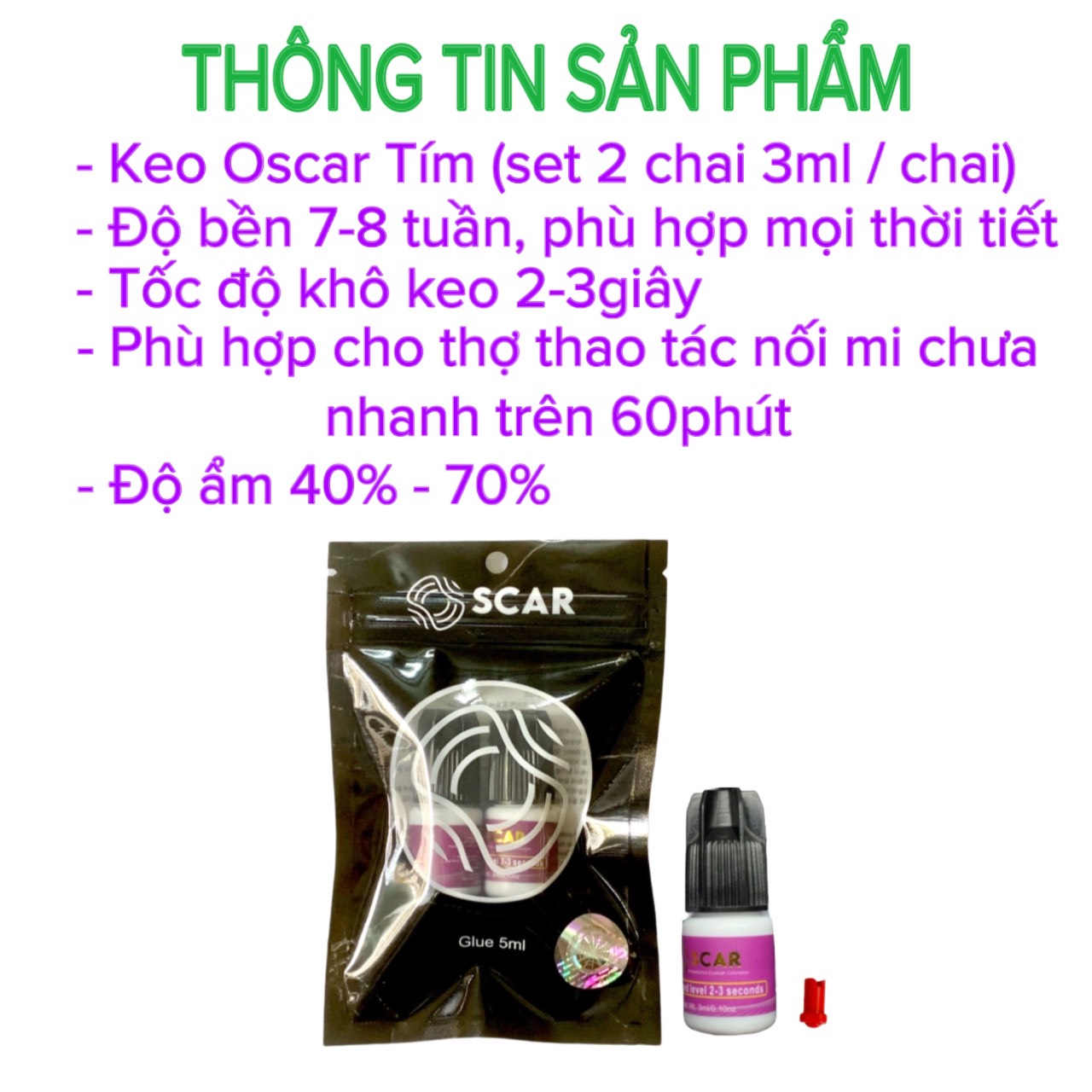 Keo nối mi cao cấp Oscar, ít cay siêu bền (dụng cụ nối mi)