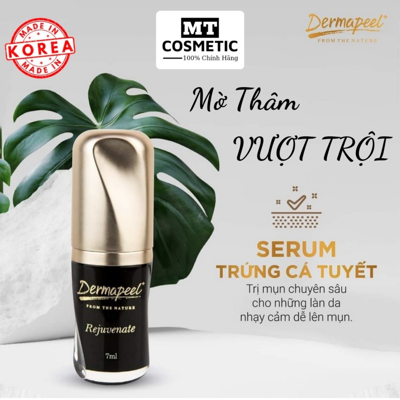 SERUM TRỨNG CÁ TUYẾT Dermapeel+ - XÓA MỤN - Mờ THÂM MỤN - Se Khít LCL - DA CĂNG BÓNG - TRẮNG SÁNG SAU 14 NGÀY